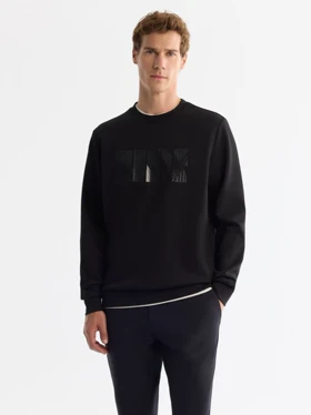 سویشرت یقه گرد مشکی طرح دار / برند آووا ترکیه AVVA