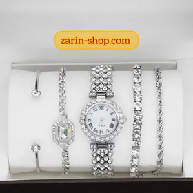 ست دستبند نگینی چهار تیکه و ساعت زنانه جینوا