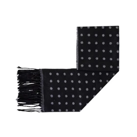 شال گردن طرح خال‌خالی مشکی و طوسی