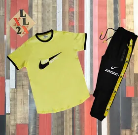 ست تیشرت آستین کوتاه و شلوار JUSTDOIT زرد