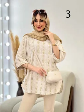 مانتو لینن نچرال آستین دوبل