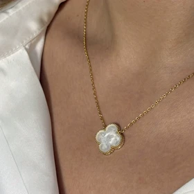 نیم ست ونکلیف سفید تک گل های کوالیتی