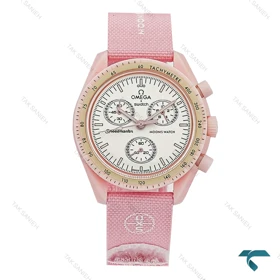 امگا سواچ ماموریت به ونوس (زهره) صورتی بند برزنتی Swatch-8834-U