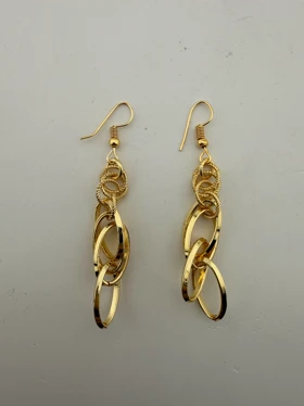 گوشواره آویز زنجیری طلایی