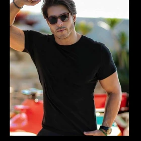 تیشرت ساده بیسیک اسلیم فیت مشکی مردانه * نخ پنبه اعلا