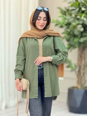 مانتو تک جیب بغل سه دکمه عسل
