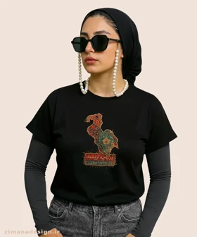 کراپ زنانه طرح دریاچه ارومیه تلفیق با هنر فرش ایرانی