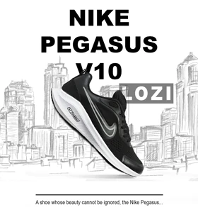 کفش کتانی مردانه و زنانه مشکی نایک NIKE PEGASUS V10