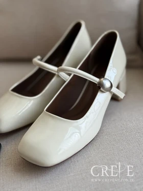 کفش ورنی یراق بیضی پاشنه 6 سانت