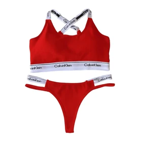 ست نیم‌تنه و شورت Calvin Klein رنگ قرمز کبریتی فانتزی کد 5000
