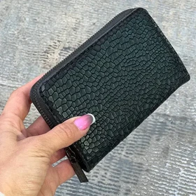 کیف جا کارتی زنانه و دخترانه تک زیپ کوچک سنگی مشکی مدل MSN92-39