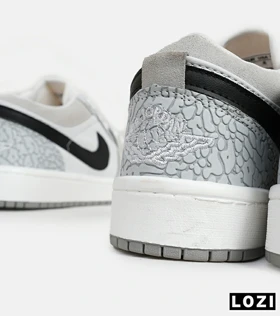 کفش کتانی مردانه و زنانه سفید طوسی مشکی نایک NIKE jordan 1