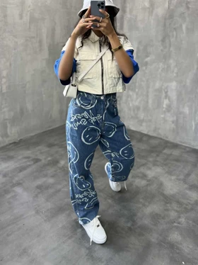 شلوار بگ طرحدار