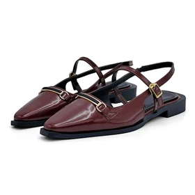 کفش کالج زنانه ورنی مدل Flat shoes - 0218 _ Black