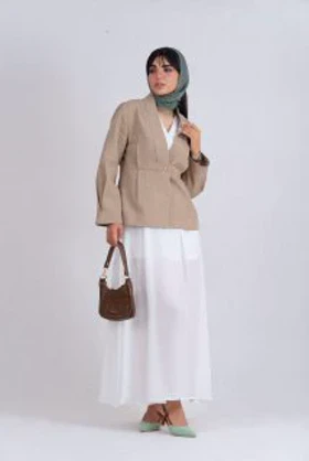 کت لینن رنگ موکا Sylvie دو حالته