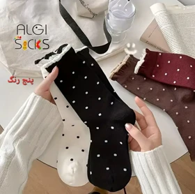 جوراب زنانه ساق‌دار فانتزی خال دار