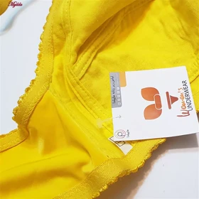 سوتین زنانه دانتل پروانه مدل بدون فنر زرد کد 5055