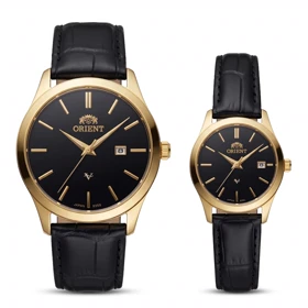 ست ساعت مچی Orient-V LIMITED مدل 835GL-01 بند چرم مشکی صفحه مشکی ذغالی