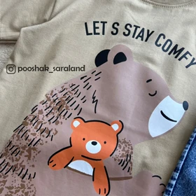 ست بلوز و شلوار بچگانه طرح خرس 6 تا 8 سال