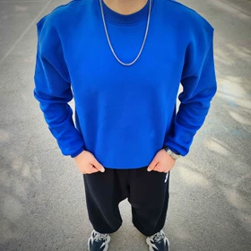 ست دورس کاپلی سه‌نخ پنبه خارخورده | مدل BASIC آبی و سفید برای زوج‌ها 💙🤍