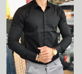 پیراهن مردانه ساده رنگ مشکی