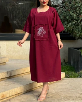 پیراهن رخ لینن گلدوزی 4003