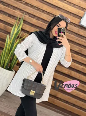 مانتو کتی راه راه جیب پاکتی