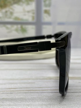 خرید عینک آفتابی پرسول مدل P6808 سایز 53 فریم مشکی براق عدسی پلی‌کربنات UV400 پلاریزه مخصوص رانندگی