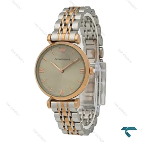 ساعت مچی امپریو آرمانی زنانه دو رنگ رزگلد صفحه طوسی Armani-8002-L