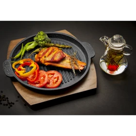 تابه گریل چدن نالینو مدل Fahita سایز 20 به همراه استند چوبی