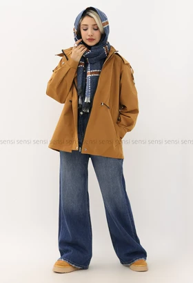 بارانی کتان tc کلاه دار کد1004944