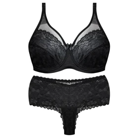 ست شورت و سوتین زنانه شاندرمن مدل فنردار گیپور گل‌دار کد 5080-2464-04