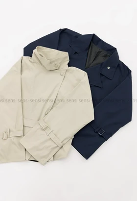 ترنچ کت یقه ایستاده آستر دار@@کد1004624