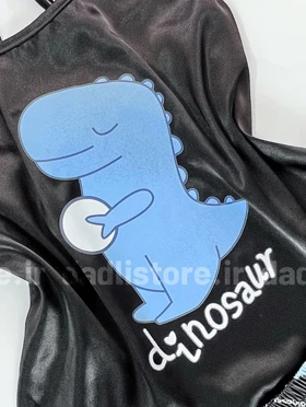 ست لباس خواب تاپ و شورتک ساتن طرح دایناسور