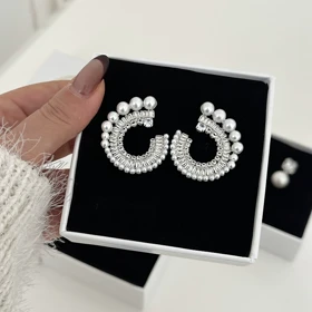 گوشواره طرح جواهر مرواریدی کد 885