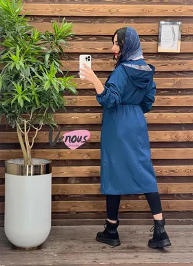 بارانی بلند جیب هلالی