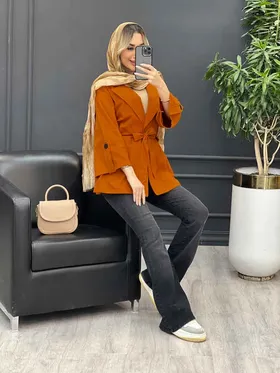 مانتو لینن دو جیب آستین پاگن