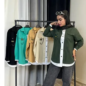 مانتو شومیز زنانه لینن طرح دوتیکه