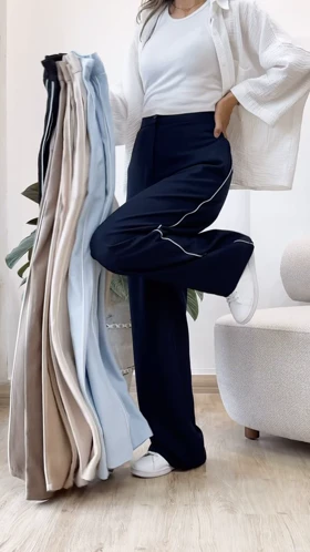 شلوار لینن بغل خط‌دار نیاک