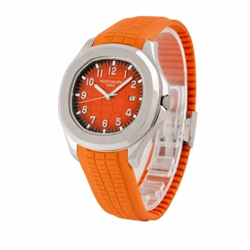 ساعت مردانه پتک فیلیپ Aquanaut سیلور صفحه نارنجی مدل Patek-5322-G