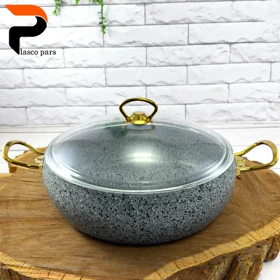 تابه 28 خمره ای دودسته درب پیرکس طوسی هاناتک