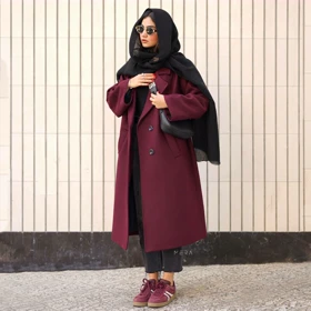 پالتو بلند فوتر زرشکی