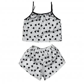 ست تاپ و شلوارک طرح قلب 215