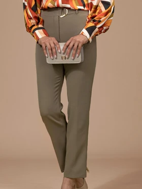 شلوار زنانه پارچه ای کرپ مازراتی راسته کلاسیک ارغوان