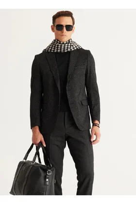 Altınyıldız Classics Comfort Fit مشکی - کت مردانه خاکستری 4A0424100040