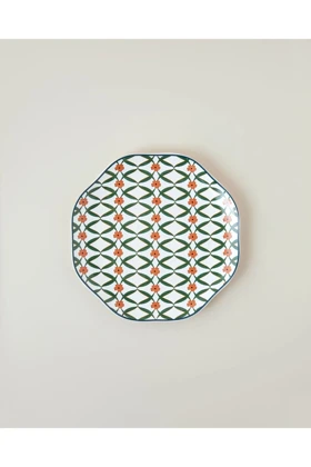 بشقاب دسر Bone China English Home مدل Nostalgic Petals - سبز