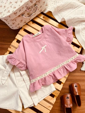 ست کراپ شورتک بچگانه پاپیون