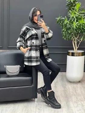 پالتو چهارخونه کمر گت