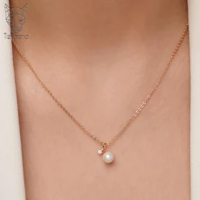 گردنبند مینیمال ژوپینگ نگین و مروارید