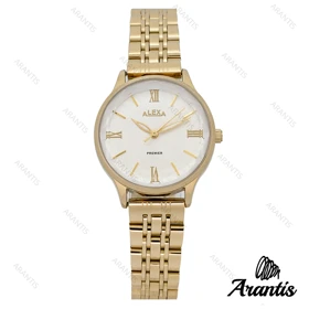 ساعت الکسا 0108 زنانه طلایی صفحه سفیدw-10113